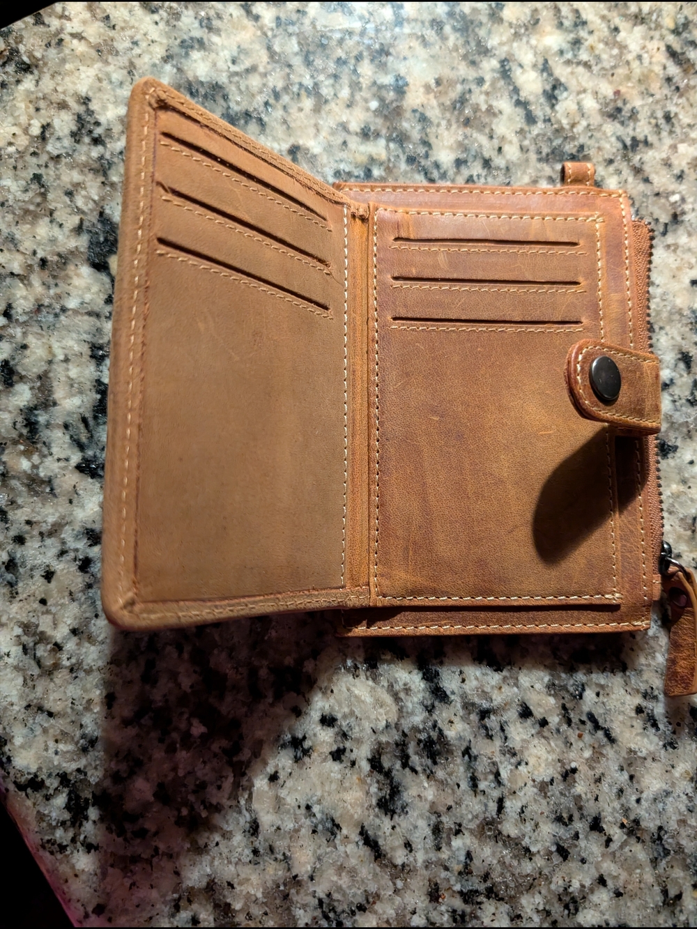 Myra Bag White & Brown Speckled Haircalf Wallet with Leather Trim - Picture 3 of 3